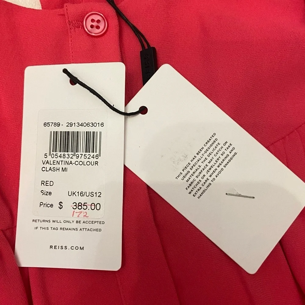 New! Reiss Valentina color clash colorblock Dress pink red nwt 2847